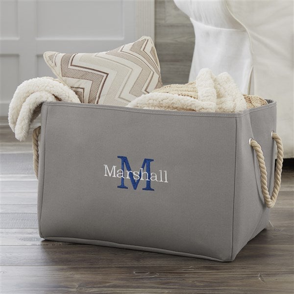 Embroidered Canvas Storage Tote - Name & Initial - 18680