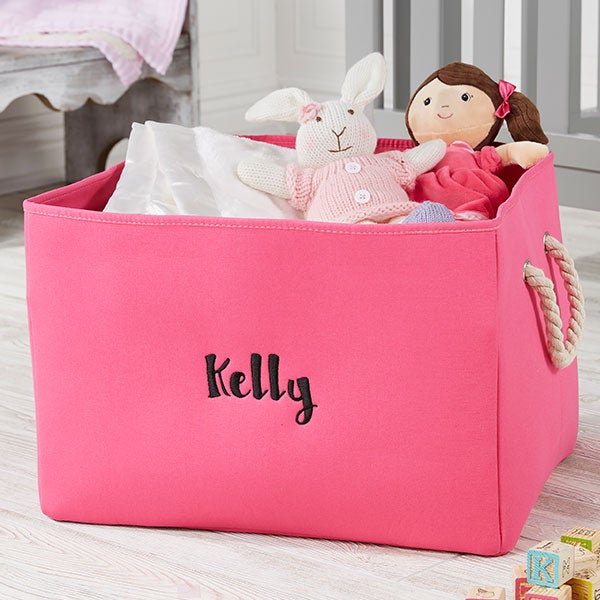 Personalized Canvas Storage Totes - Monogram & Name - 18682