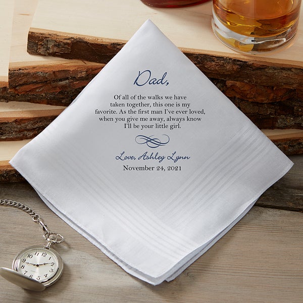 PERSONALIZED HANKIE HANDKERCHIEF FATHER OF THE BRIDE GROOM BESTMAN CHOOSE COLOR 