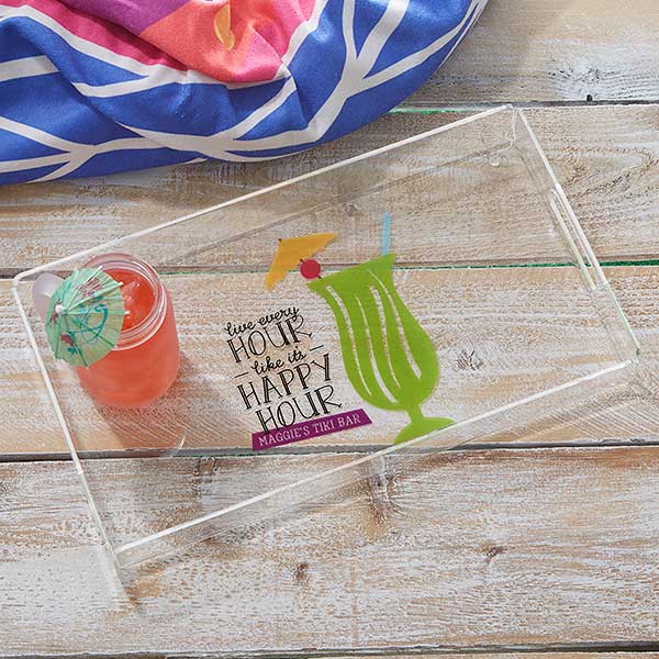Personalized Acrylic Serving Trays - Happy Hour - 18692