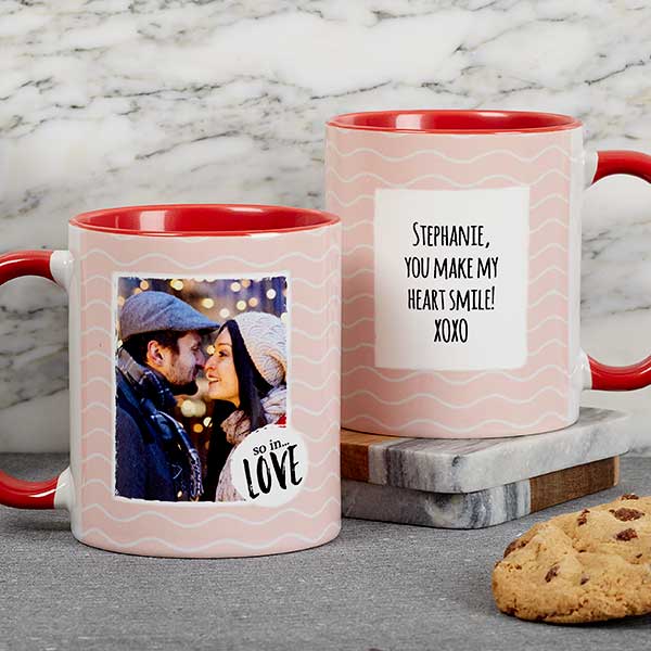 Red Photo Message Personalized Coffee Mug - 11 oz