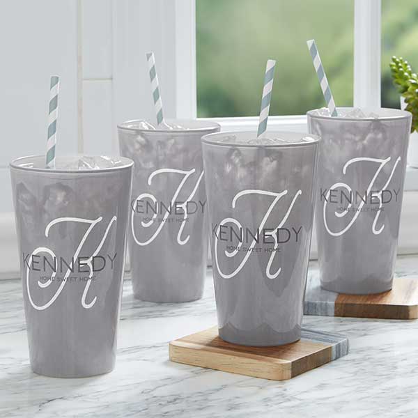Printed Drinking Glasses Personalized Initial