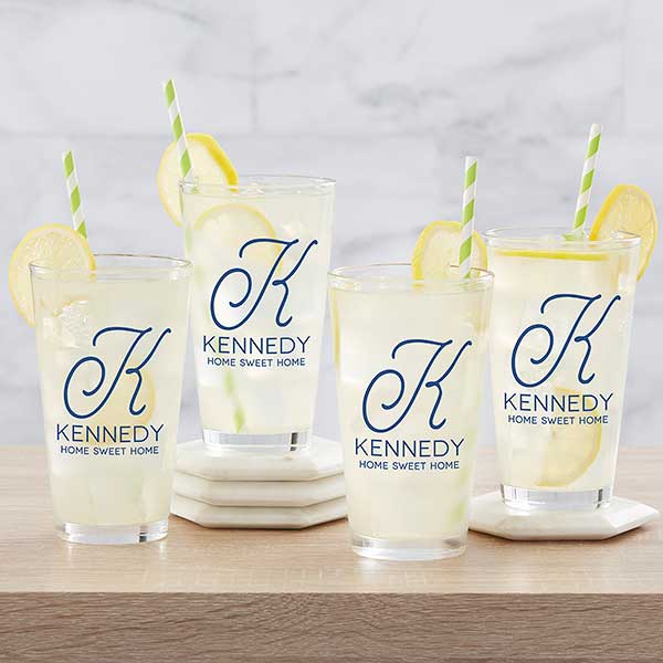 Printed Drinking Glasses - Personalized Initial - 18737