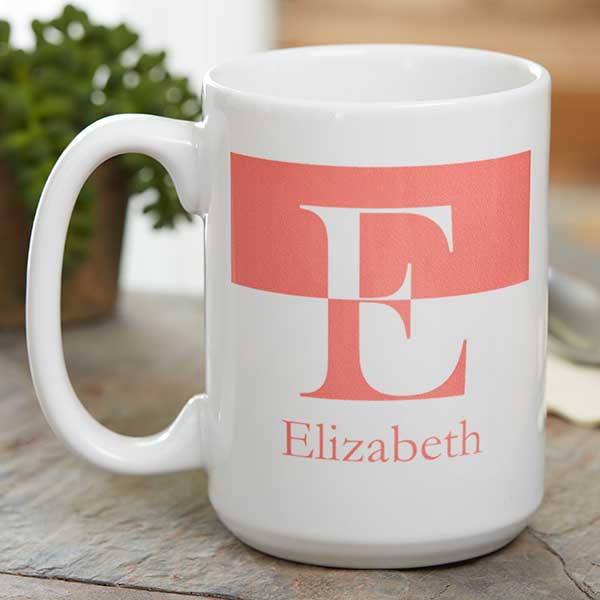 Name & Initial Personalized Coffee Mug - 15oz White