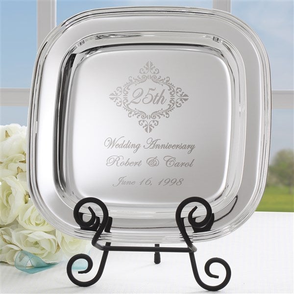 Personalized Silver Tray - Anniversary Year Keepsake - 18747