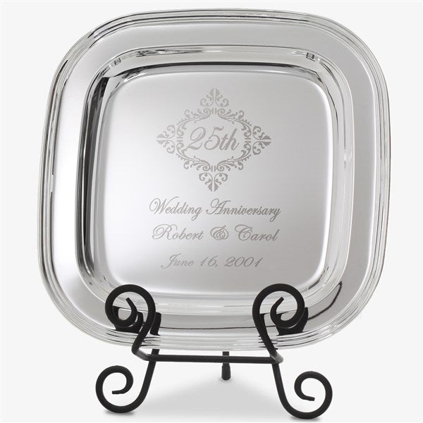 Personalized Silver Tray - Anniversary Year Keepsake - 18747