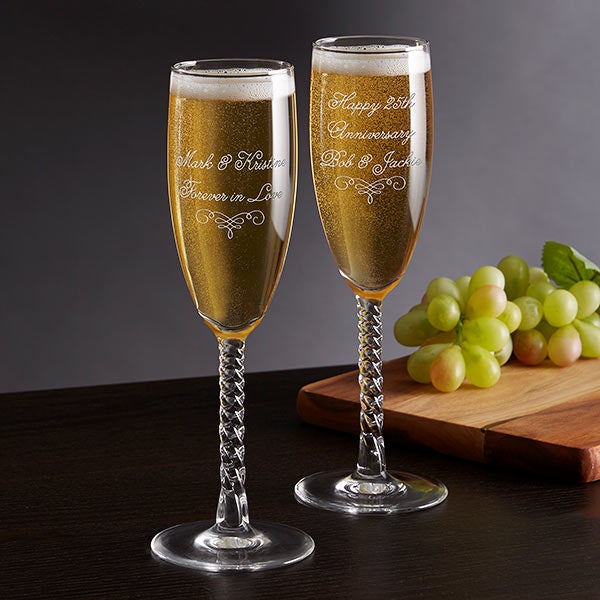personalized champagne flute write