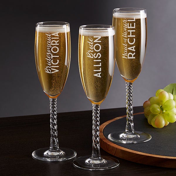 personalized champagne flutes bridesmaids