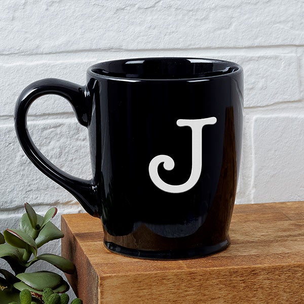 Custom Black Coffee Mugs Monogram or Name