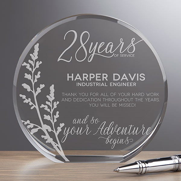 Engraved 30th Birthday Celebration Glass Award Plaque Presentation Box Female 