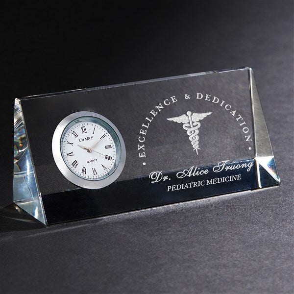 Personalized Crystal Desk Clock - Medical Professional - 18785