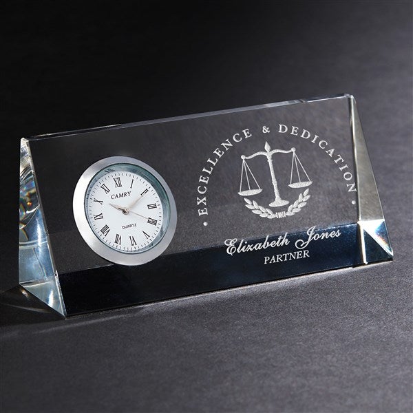 Personalized Crystal Desk Clock - Law Professional - 18786