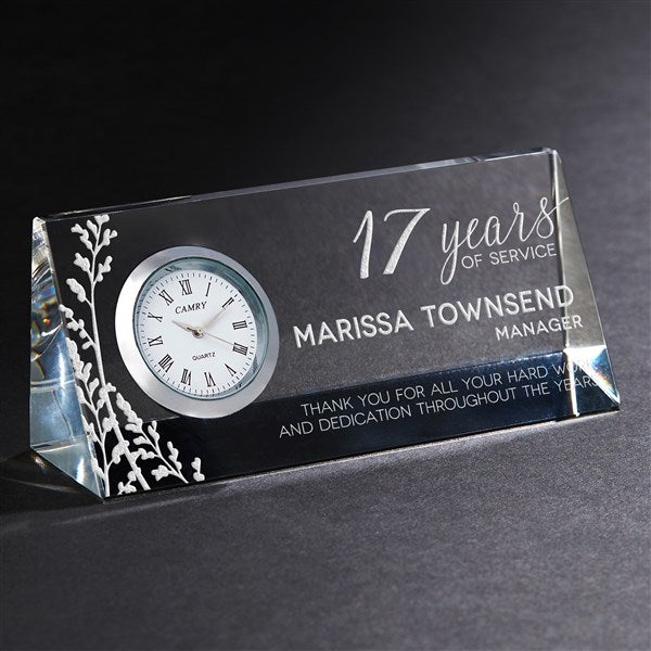 Personalized Retirement Glass Desk Clock - 18787