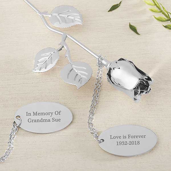 Engraved Silver Memorial Keepsake Rose - 18810