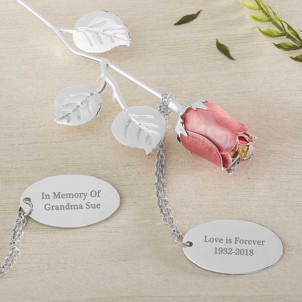 Engraved Silver Memorial Keepsake Rose - 18810