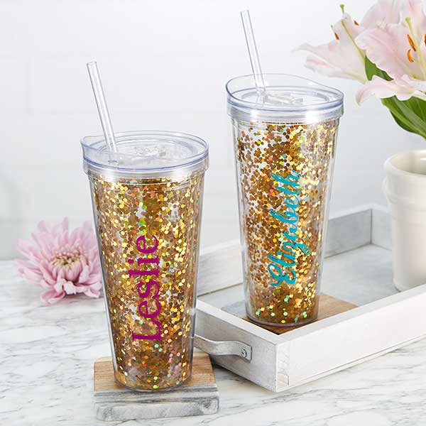 Personalized Insulated Tumblers Glitter & Gold