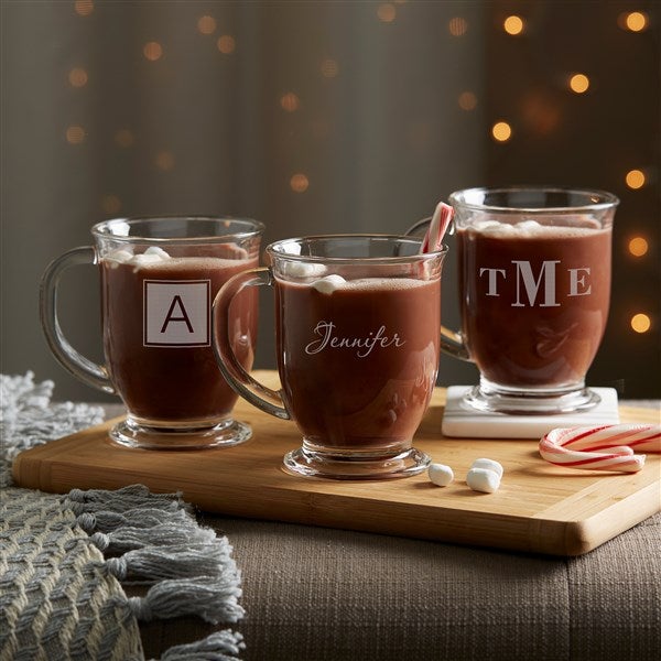 Classic Holiday Celebrations Personalized Glass Coffee Mug