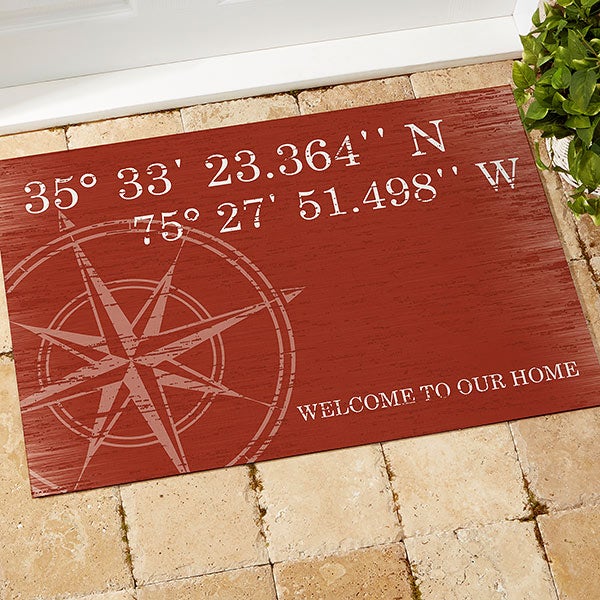 Latitude & Longitude 18x27 Personalized Doormat