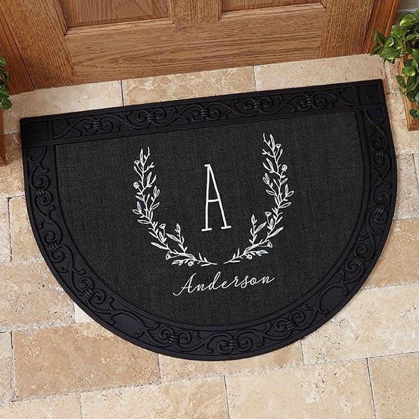 Farmhouse Floral Personalized Half Round Doormat  - 18836