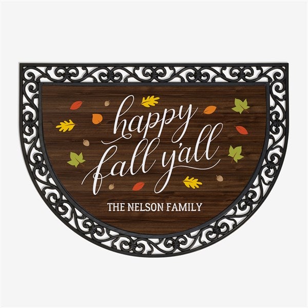 Happy Fall Y'All Personalized Half Circle Doormats - 18840