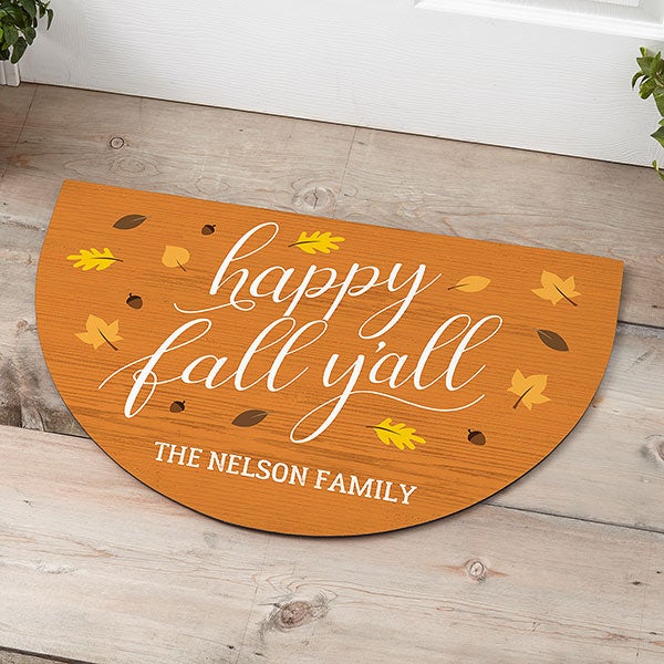 Happy Fall Y'All Personalized Half Circle Doormats
