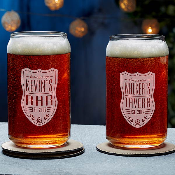 Beer Can Glasses - Custom Engraved Beer Label