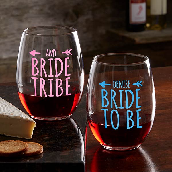 Personalized Wine Gles Wedding Gift Ideas Bride Tribe Personalized Wine Gles 18879 Stemless Gl Wedding Gifts