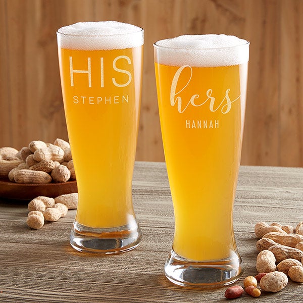 His & Hers Personalized Glasses - Beer & Wine - 18880