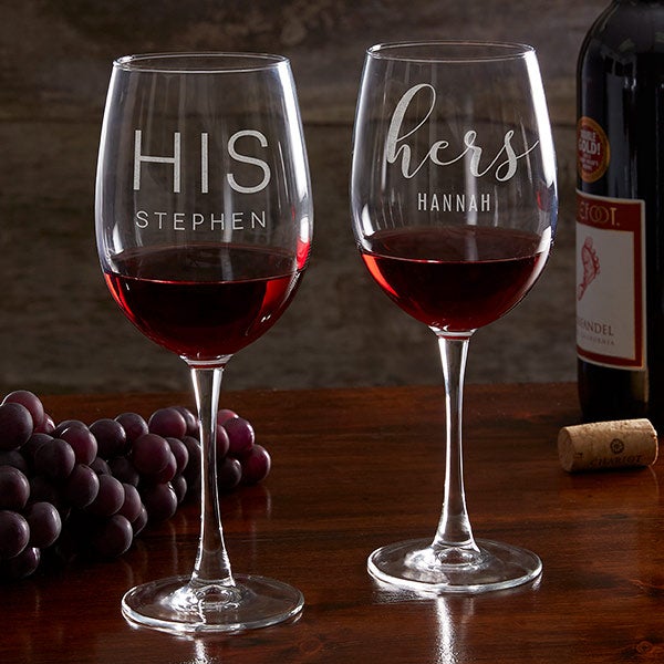 Wedding Anniversary Personalized His & Her Wine Glass & Beer Glass Set 