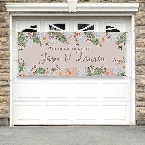 Personalized Banner Modern Floral Wedding
