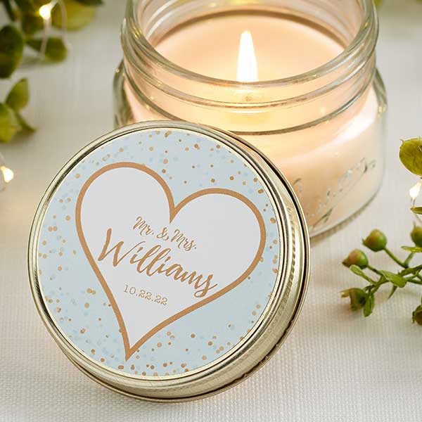 Personalized Mason Jar Candle Favors Sparkling Love