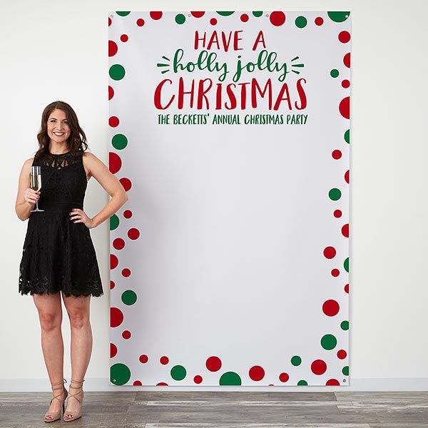 Personalized Holiday Photo Backdrop - Holly Jolly Christmas - 18936