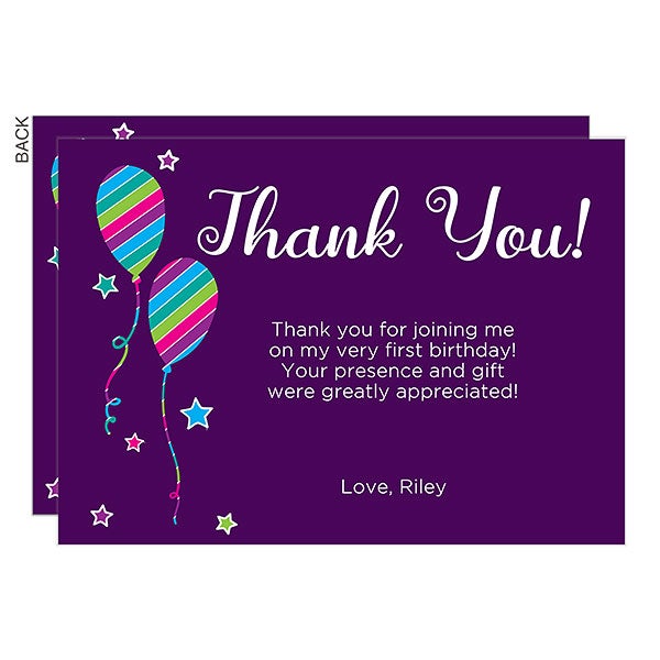 Personalized Thank You Cards - Birthday Girl