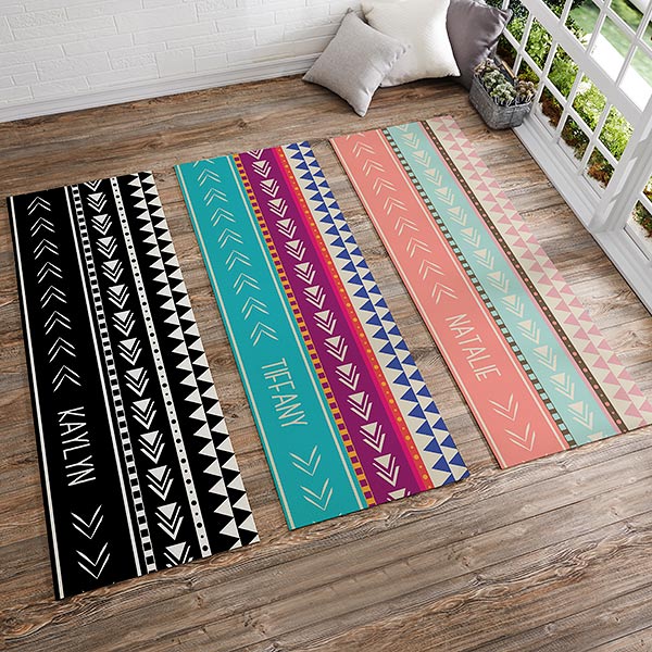 Bohemian Chic Personalized Yoga Mat with Anti-Slip Black Backing