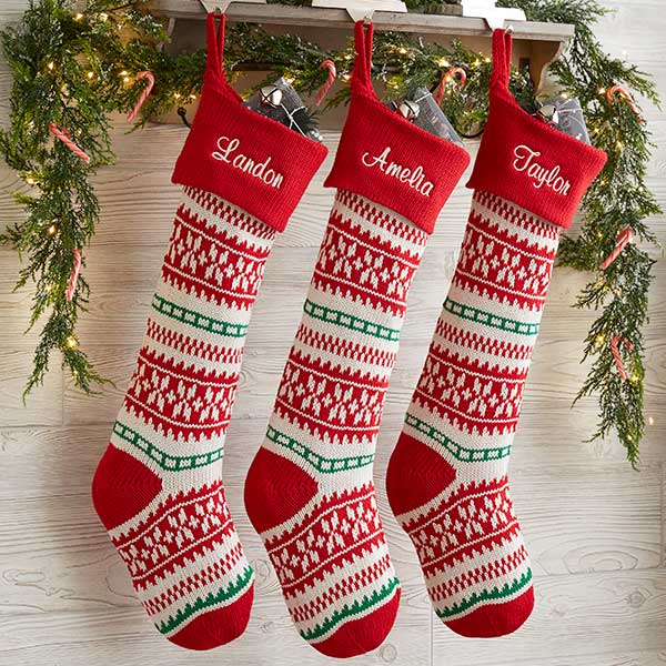Personalized Knit Christmas Stockings Holiday Sweater