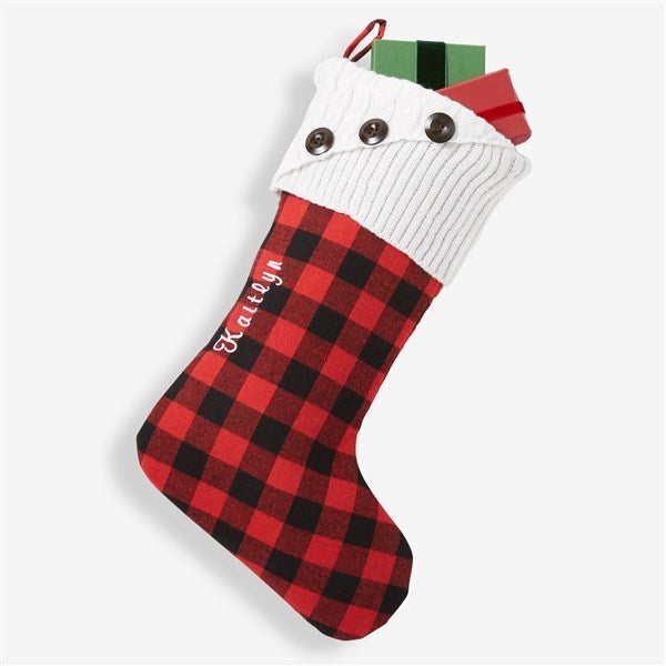 Personalized Buffalo Check Christmas Stockings - 19002