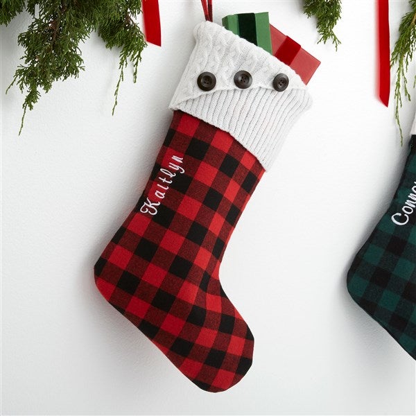 Personalized Buffalo Check Christmas Stockings - 19002