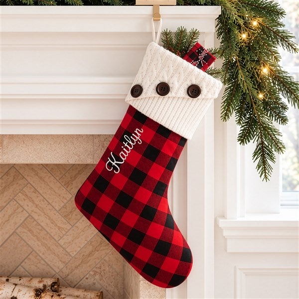 Personalized Buffalo Check Christmas Stockings - 19002