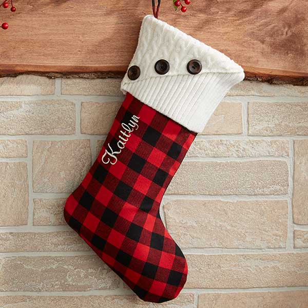 Personalized Buffalo Check Christmas Stockings - 19002