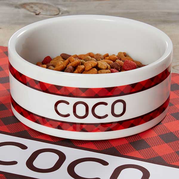 Personalized Dog Bowls - Plaid Designs - 19023