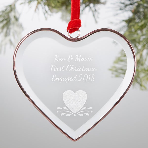 engraved bronze glass heart