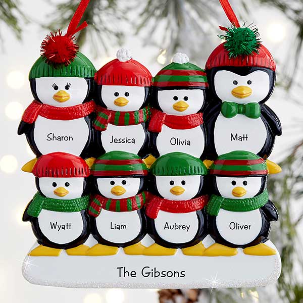 Personalised Christmas Xmas Card To the Family Penguins add all family members