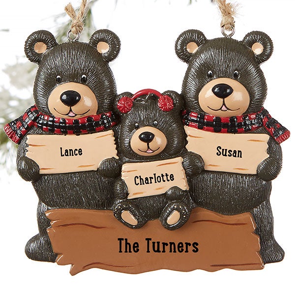 Personalized Ornaments - Holiday Bear Family - 19063