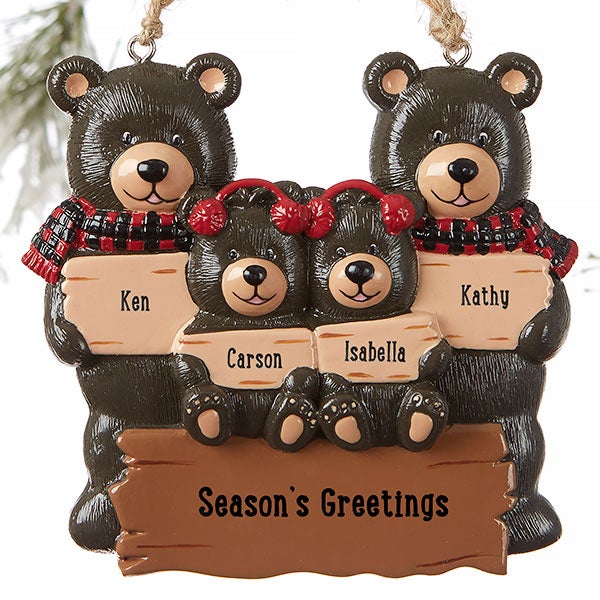 Personalized Ornaments - Holiday Bear Family - 19063