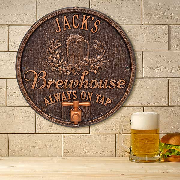 Personalized Plaque - Oak Barrel Brew Pub Sign - 19076D