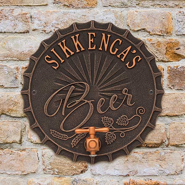 Personalized Plaque - Bottle Cap Brew Pub Sign - 19077D