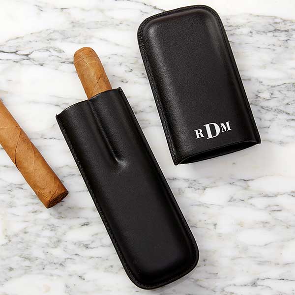 Personalized Leather Cigar Case & Cutter Set