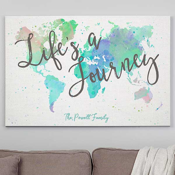 Personalized World Map Canvas Prints - The Journey - 19102