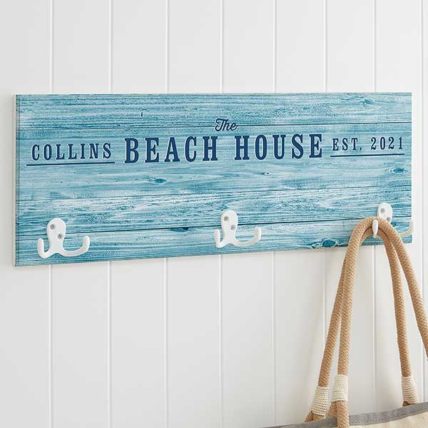 Personalized Wood Sign Coat Rack Coastal Home Personalized Wood Sign Coat Rack, Personalized Wooden Coat Racks