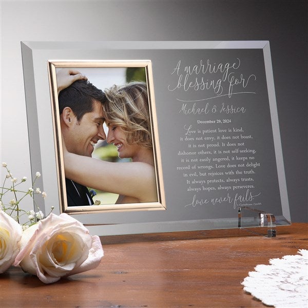  Iaisacl Personalized Glass Wedding Picture Frame for